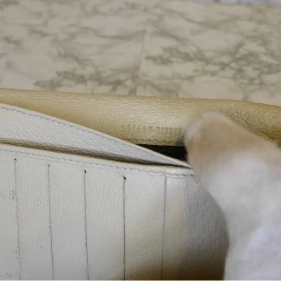 GUCCI Vintage Authentic Long Wallet Purse GG Canvas Leather White - Picture 2 of 9